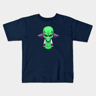 Alien Head with UFO Kids T-Shirt